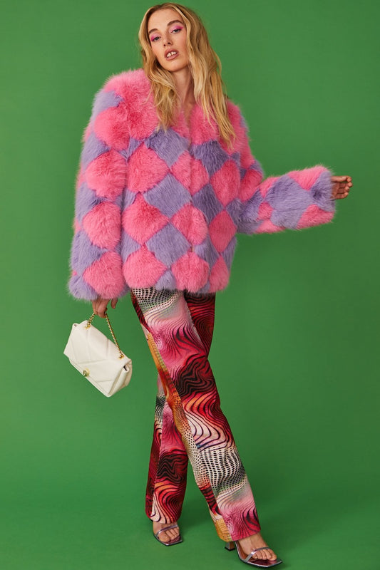 Delilah Pink Purple Faux Fur Jacket