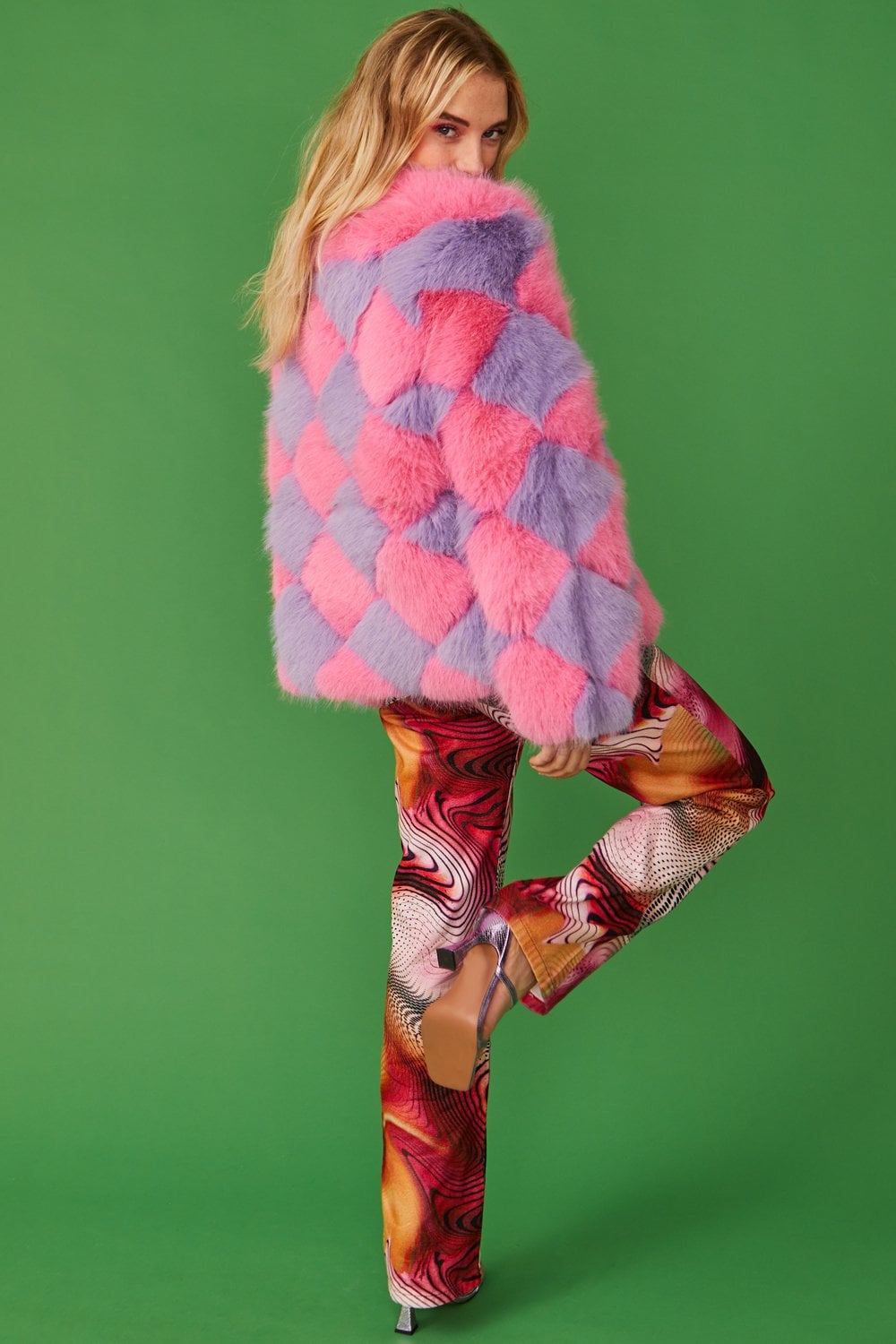 Delilah Pink Purple Faux Fur Jacket
