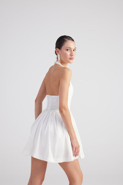 Teresa White Pleated Skirt Mini Dress