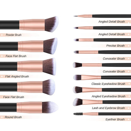 14Pcs Makeup Brush Set with Free Sponge - River Nile