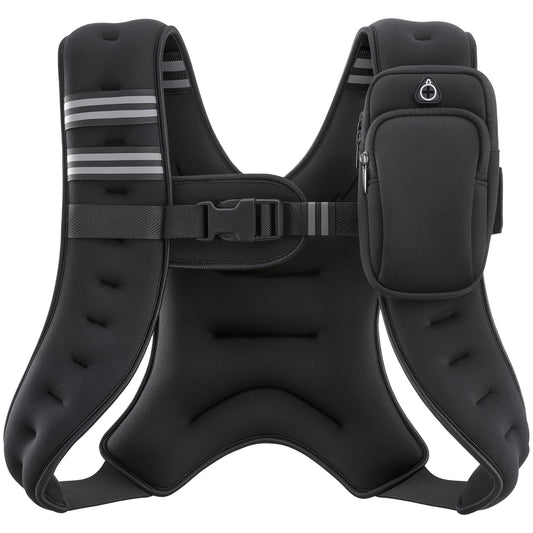 ZELUS Weighted Vest, 6lb/8lb/12lb/16lb/20lb/25lb/30lb Weight Vest with Reflective Stripe for Workout, Strength Training, Running, Fitness, Muscle Building, Weight Loss, Weightlifting, Black(12 lb)