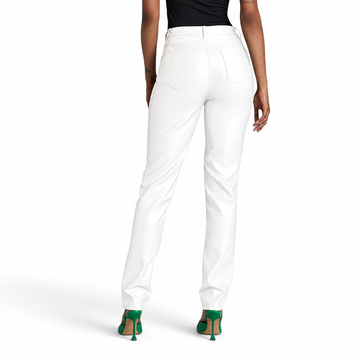 Women’s Elegant White Leather Pants