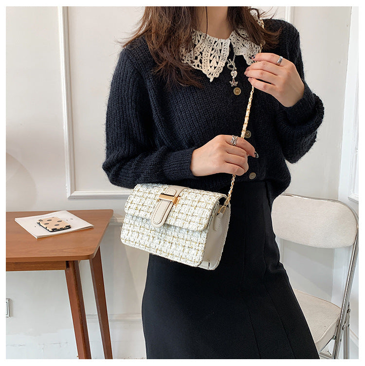 Summer texture handbag for women, fashionable and simple single shoulder bag, casual cross-body, woolen small square bag - River Nile
