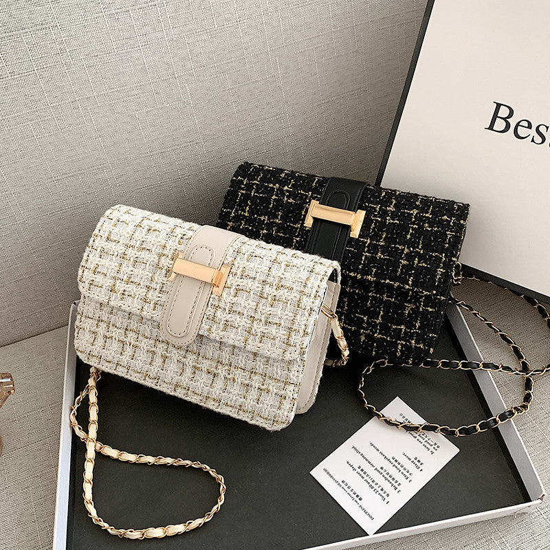 Summer texture handbag for women, fashionable and simple single shoulder bag, casual cross-body, woolen small square bag - River Nile