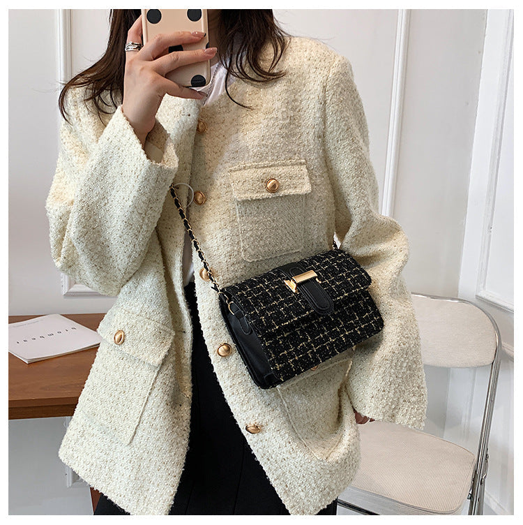 Summer texture handbag for women, fashionable and simple single shoulder bag, casual cross-body, woolen small square bag - River Nile