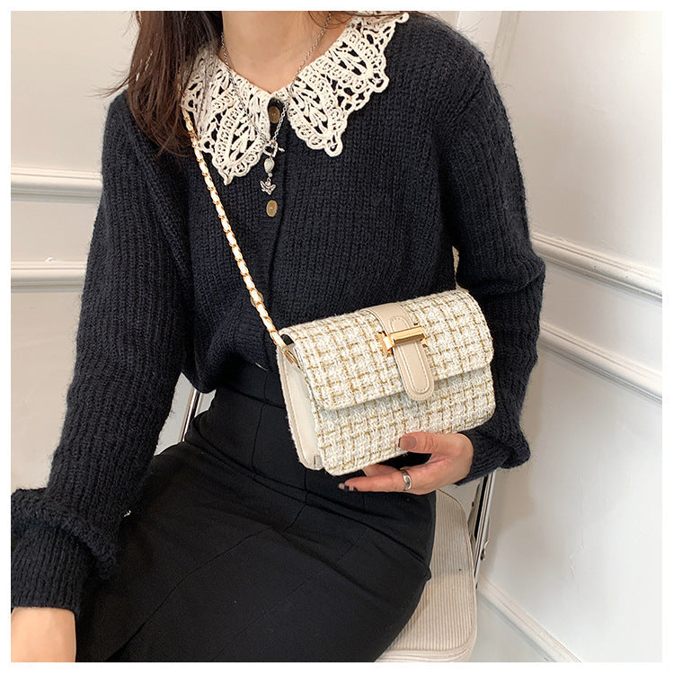 Summer texture handbag for women, fashionable and simple single shoulder bag, casual cross-body, woolen small square bag - River Nile