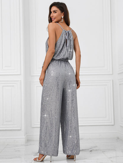 Sleeveless Off-Shoulder Solid Color Sequined Fitted - River Nile