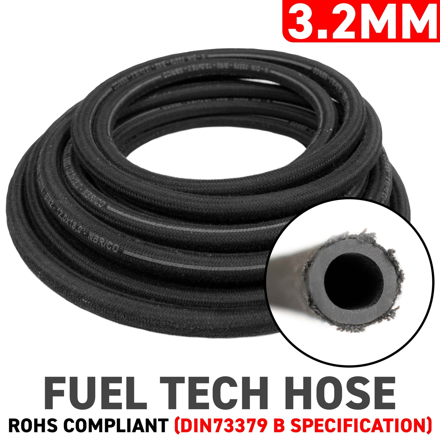 3.2mm Braided Jacket Rubber Fuel Hose, DIN 73379 (B) - River Nile