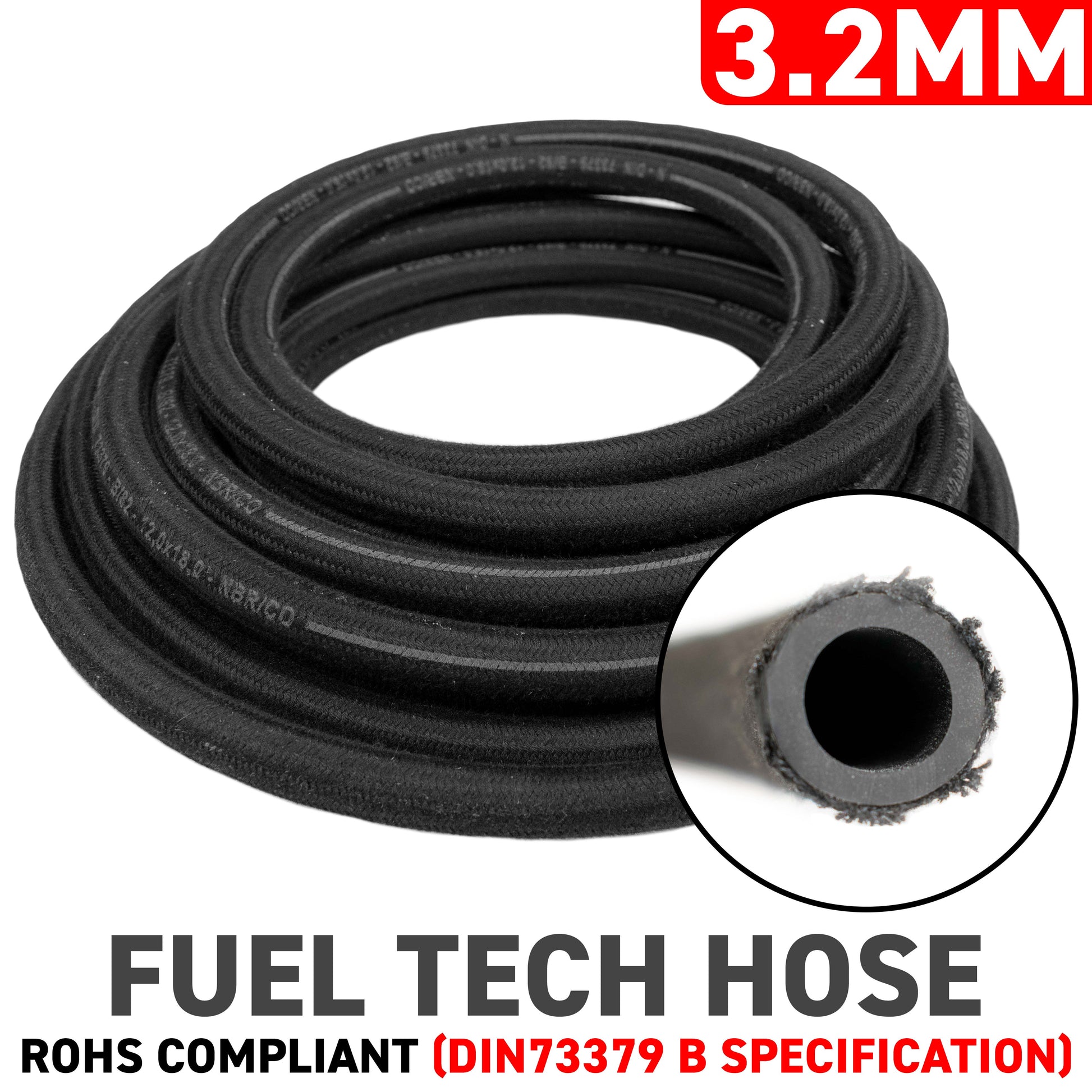3.2mm Braided Jacket Rubber Fuel Hose, DIN 73379 (B) - River Nile