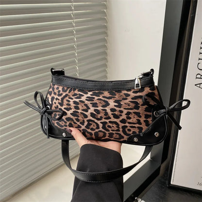New Armpit Bag Trendy Shoulder Bag Sweet Double Bow Handbag Women's Bag Retro Simple Fashion Armpit Bags - River Nile
