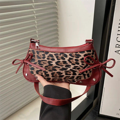 New Armpit Bag Trendy Shoulder Bag Sweet Double Bow Handbag Women's Bag Retro Simple Fashion Armpit Bags - River Nile
