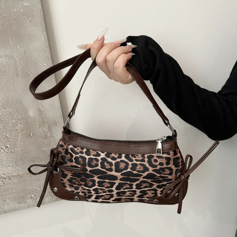 New Armpit Bag Trendy Shoulder Bag Sweet Double Bow Handbag Women's Bag Retro Simple Fashion Armpit Bags - River Nile