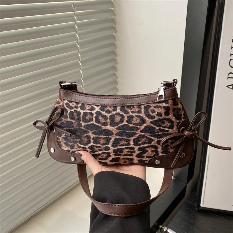 New Armpit Bag Trendy Shoulder Bag Sweet Double Bow Handbag Women's Bag Retro Simple Fashion Armpit Bags - River Nile